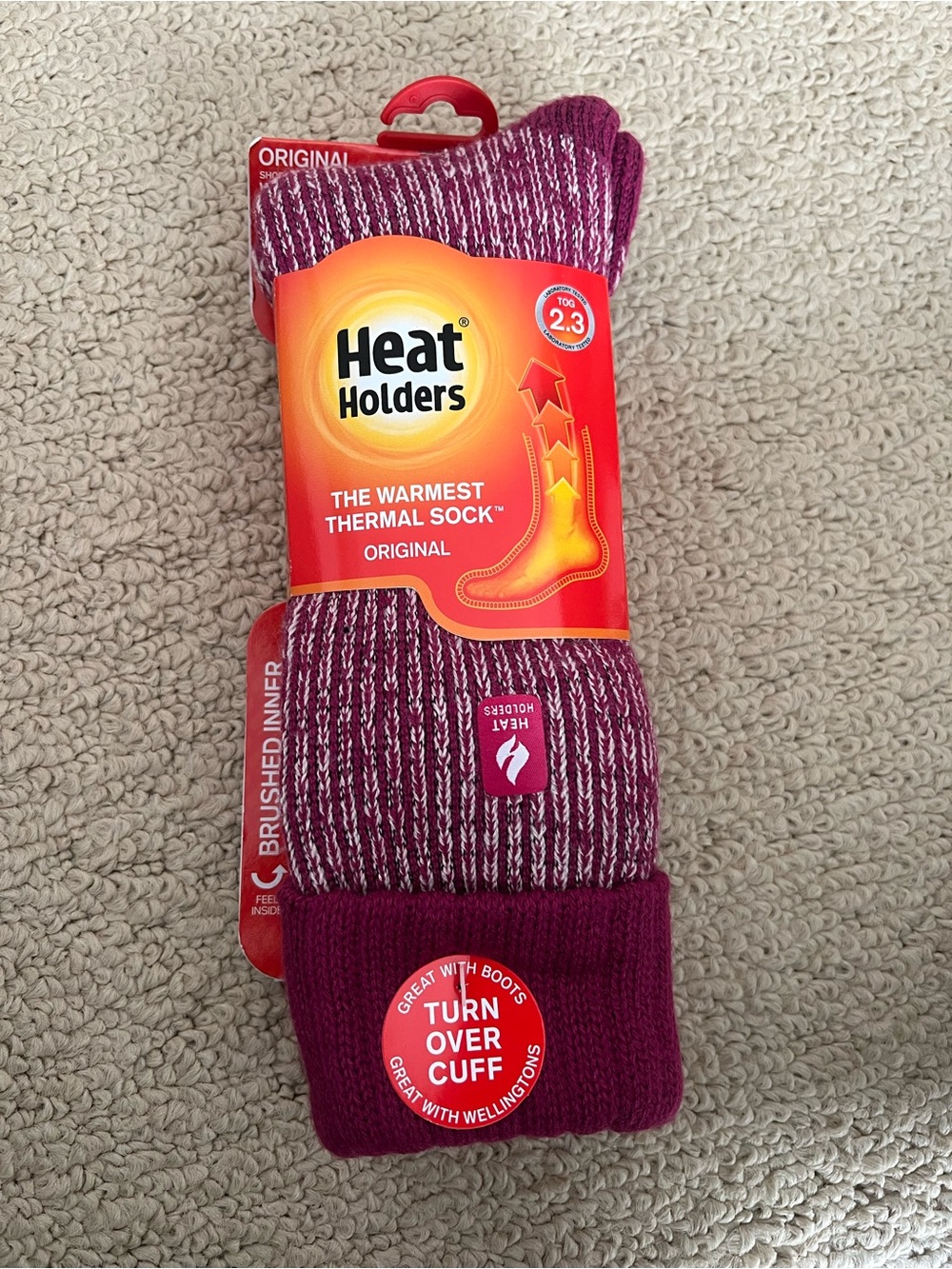 Maroon Thermal Socks - Women’s Warm Turn-Over Cuff